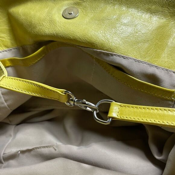 ABRO leather Hobo yellow shoulder bag with silver tone hardwares. - Picture 9 of 9